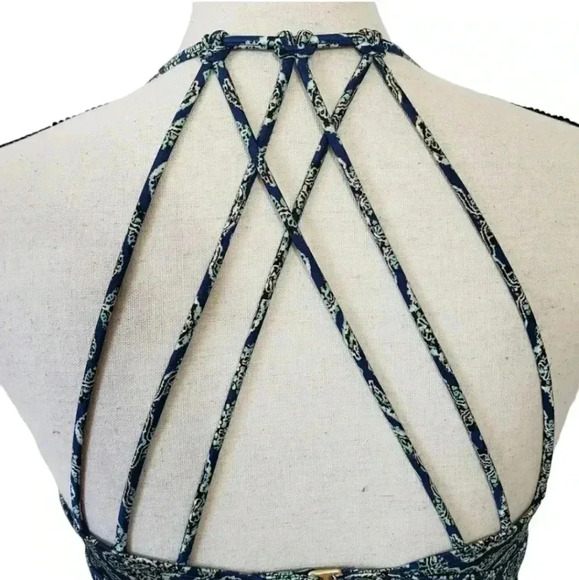 Athleta Aqualuxe Blue Printed Strappy Molded Tankini Swim Top - Picture 6 of 11